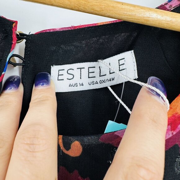 Stitch Fix Estelle Multicolor Short Sleeve Sheer Floral Asymmetric Blouse 14 - Picture 8 of 10